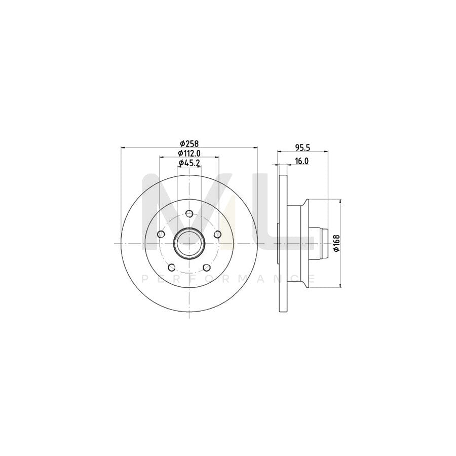 HELLA 8DD 355 102-361 Brake Disc for Solid, with wheel hub, without wheel studs | ML Performance Car Parts