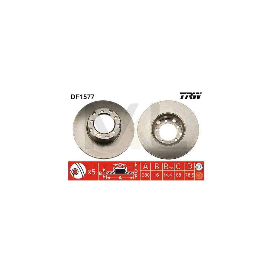 TRW DF1577 Brake Disc Solid, Painted | ML Performance Car Parts