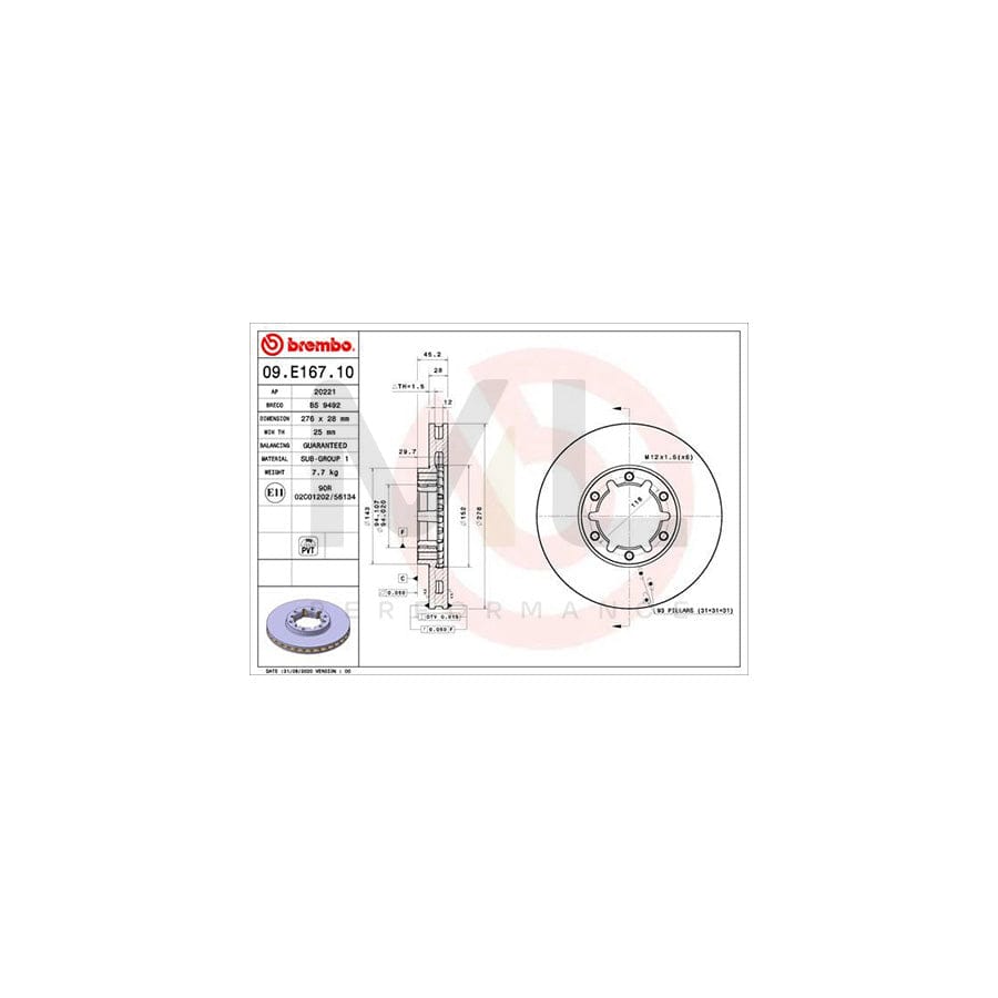 BREMBO 09.E167.10 Brake Disc Internally Vented | ML Performance Car Parts