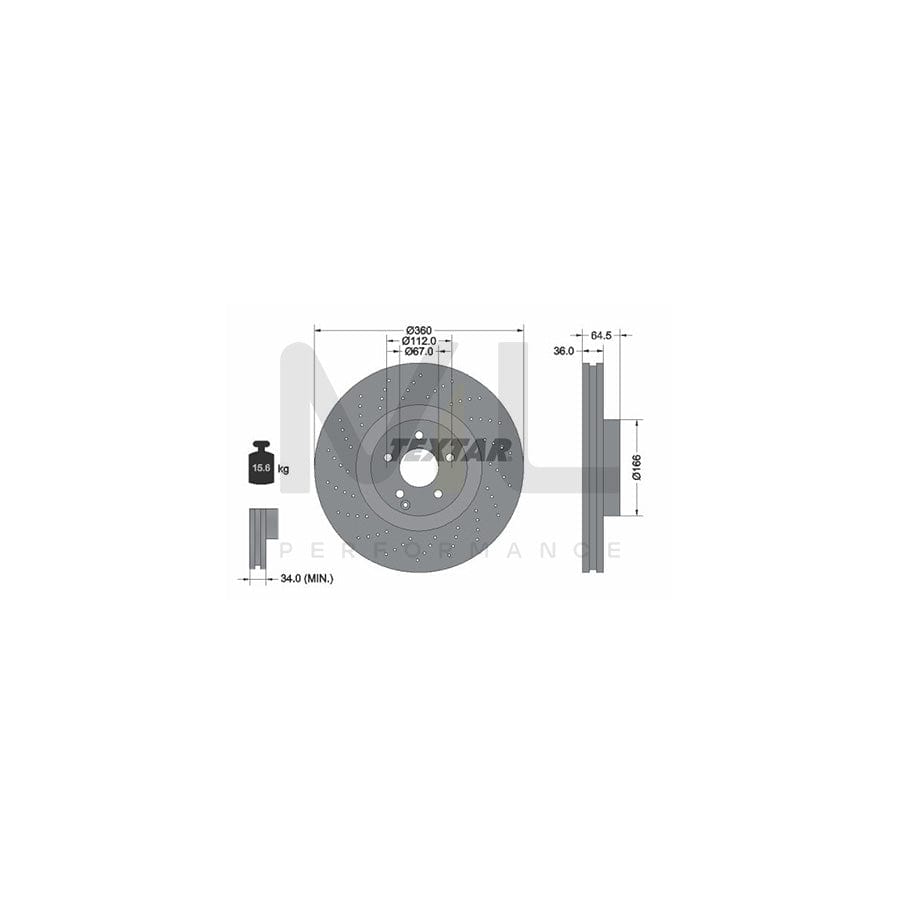 TEXTAR PRO 92120303 Brake Disc Internally Vented, Perforated, Coated, without wheel hub, without wheel studs | ML Performance Car Parts