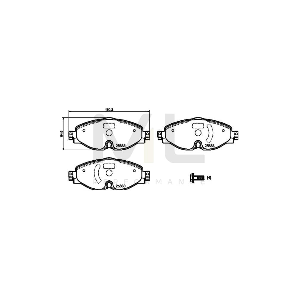 Hella 8DB 355 023-171 Brake Pad Set Prepared For Wear Indicator, With Brake Caliper Screws | ML Performance Car Parts