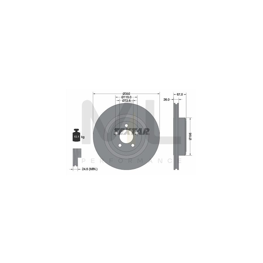 TEXTAR PRO 92235503 Brake Disc Internally Vented, Coated, without wheel hub, without wheel studs | ML Performance Car Parts