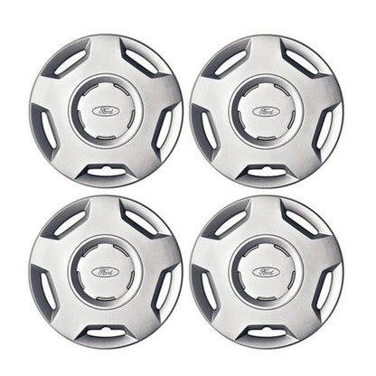 GENUINE FORD 1224710 FUSION & FIESTA SET OF 4 WHEEL COVER TRIMS, SILVER, 5 SPOKE DESIGN, FITS 14" STEEL WHEELS | ML Performance UK