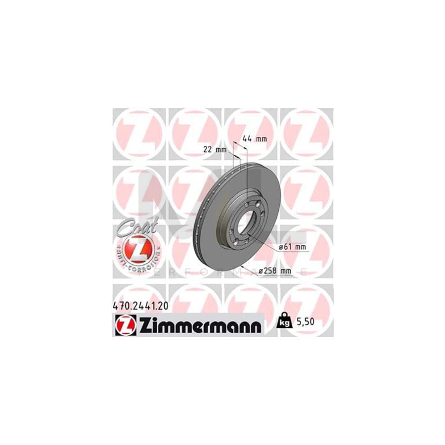 ZIMMERMANN COAT Z 470.2441.20 Brake Disc Externally Vented, Coated | ML Performance Car Parts