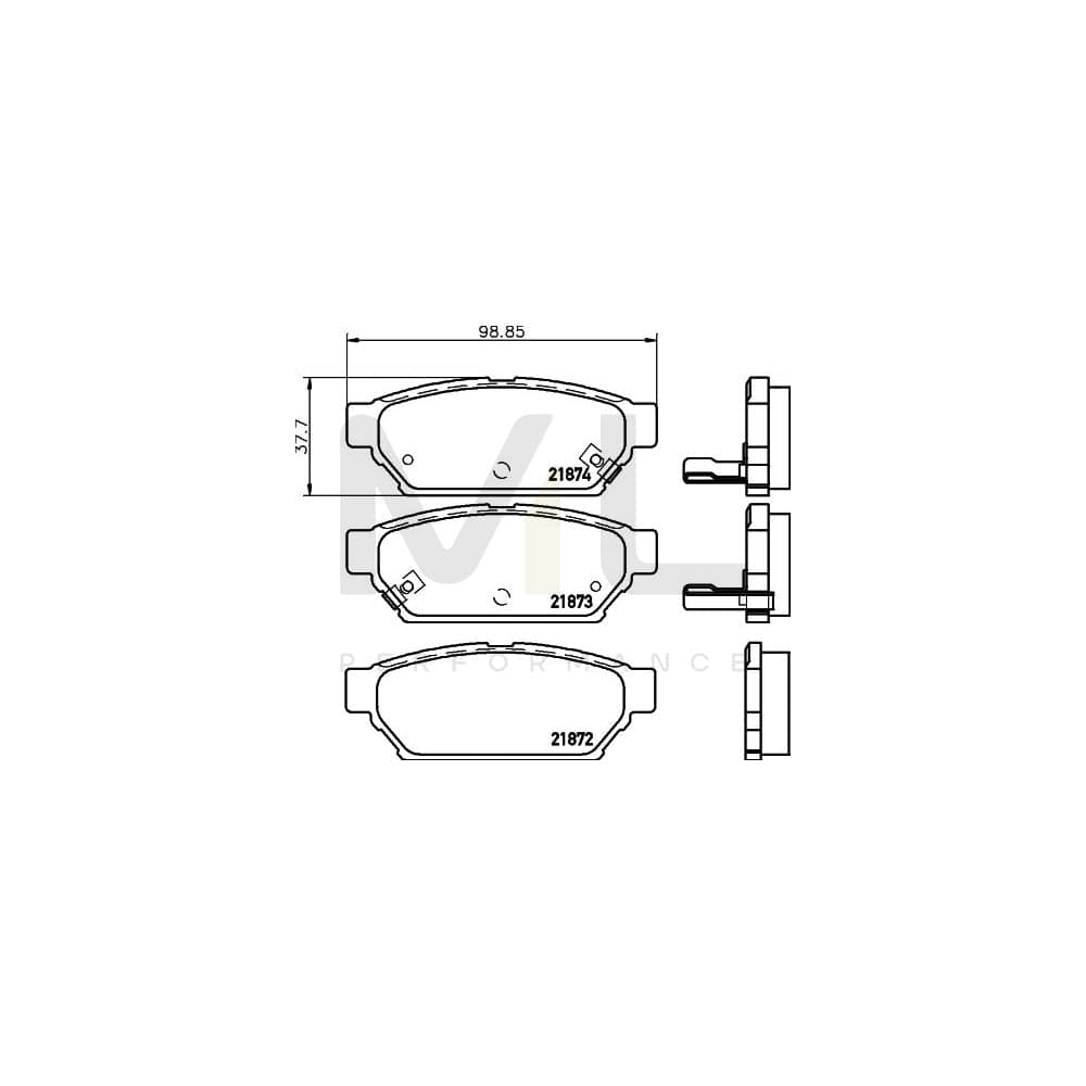 Hella 8DB 355 016-701 Brake Pad Set With Acoustic Wear Warning | ML Performance Car Parts