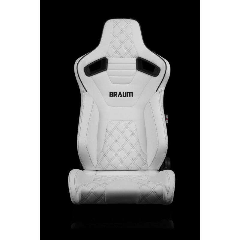 BRAUM Elite-X Series Sport Reclinable Seats (White Leatherette Diamond Edition Black Trim) – Priced Per Pair | ML Performance UK Car Parts