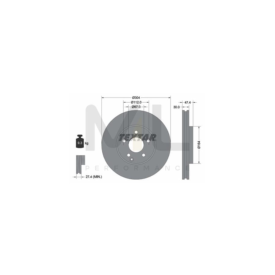 TEXTAR 92152100 Brake Disc Internally Vented, without wheel hub, without wheel studs | ML Performance Car Parts