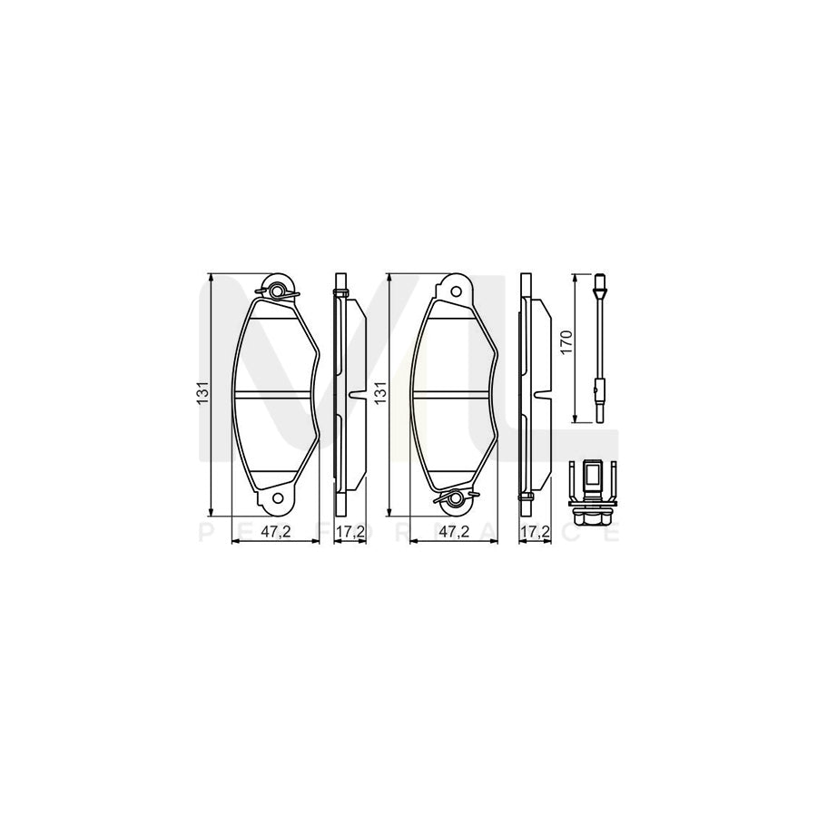 Bosch 0986494507 Brake Pad Set Incl. Wear Warning Contact, With Anti-Squeak Plate, With Bolts/Screws, With Accessories BP1428 | ML Performance Car Parts