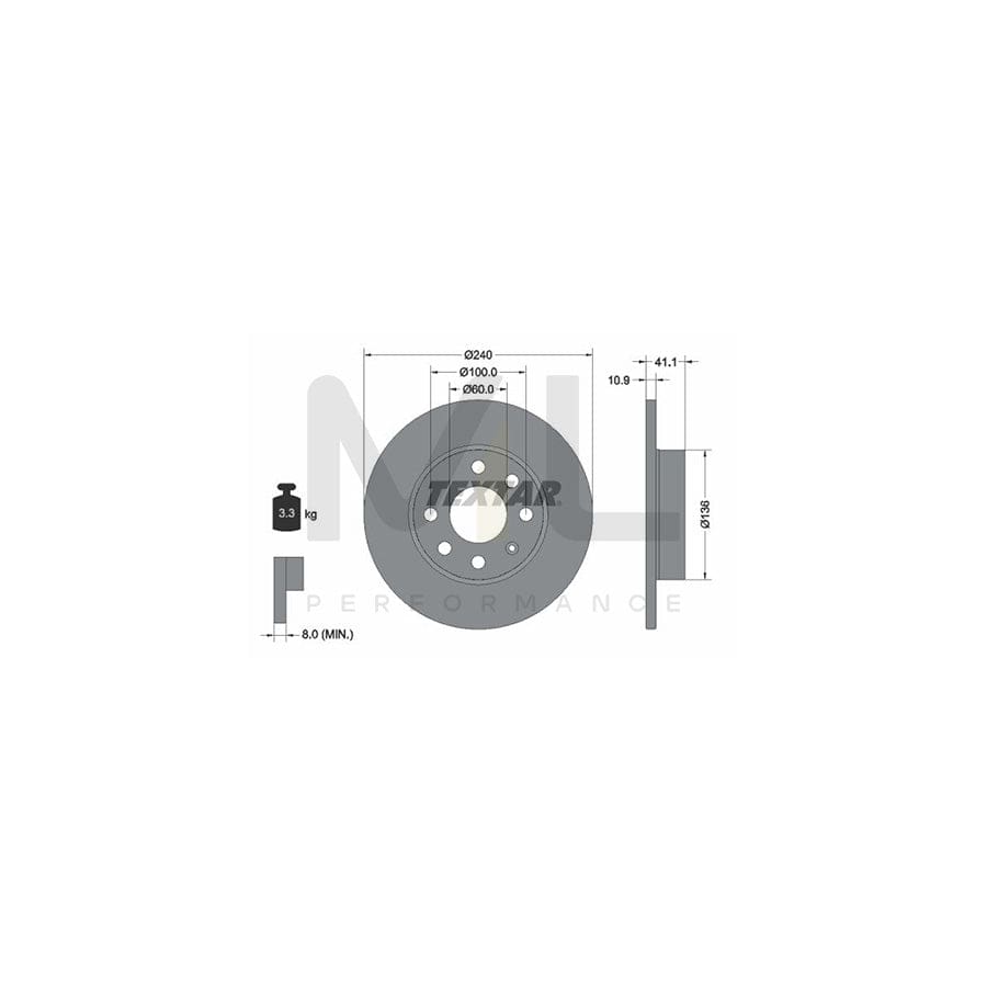 TEXTAR 92111300 Brake Disc for OPEL CORSA Solid, without wheel hub, without wheel studs | ML Performance Car Parts