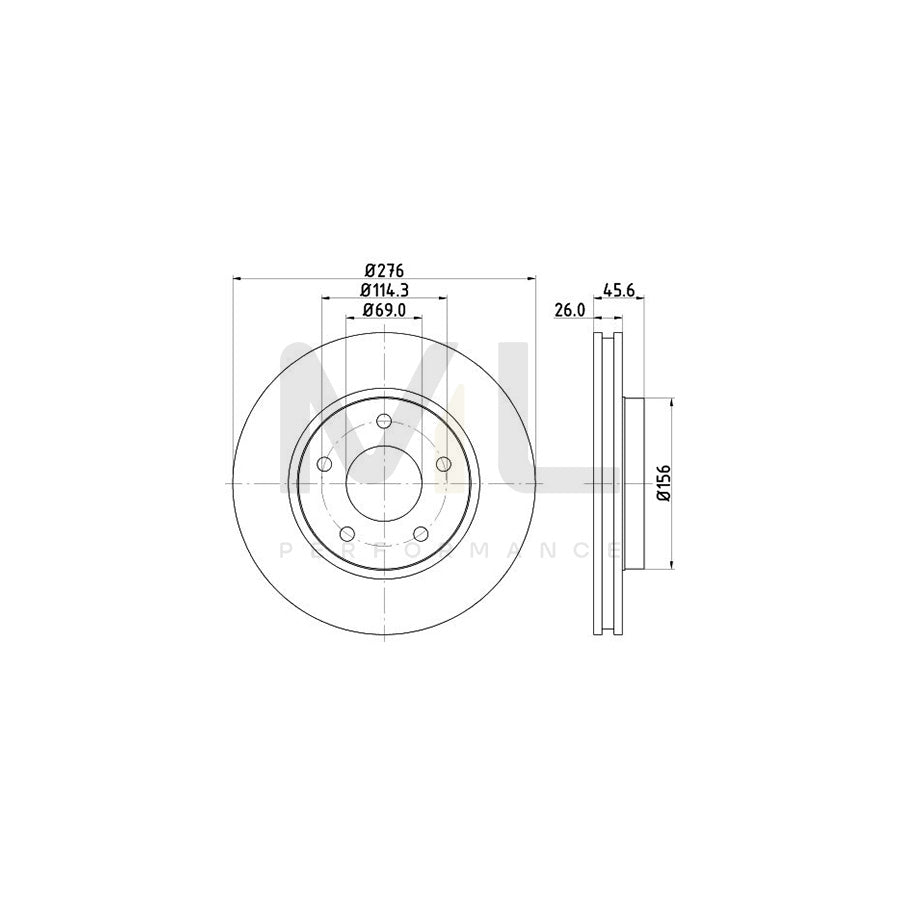 HELLA PRO 8DD 355 116-241 Brake Disc Internally Vented, Coated, without wheel hub, without wheel studs | ML Performance Car Parts