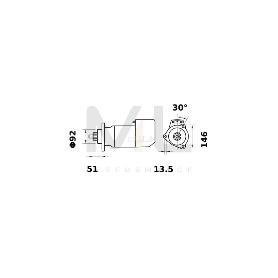 MAHLE ORIGINAL MS 445 Starter motor 12V 2,0kW, Teeth Quant.: 9 | ML Performance Car Parts