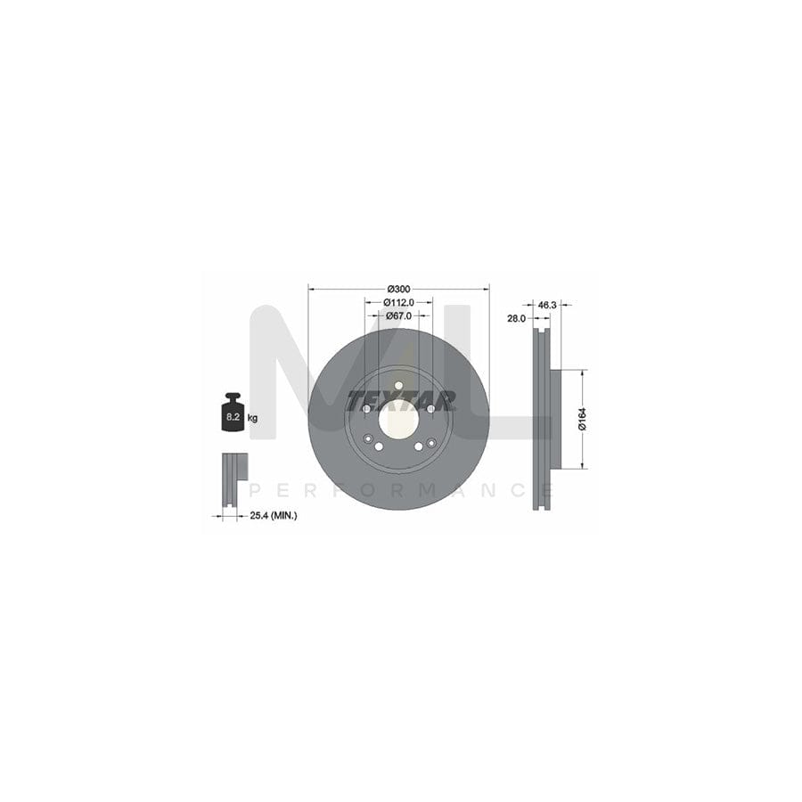 TEXTAR PRO 92106003 Brake Disc Internally Vented, Coated, without wheel hub, without wheel studs | ML Performance Car Parts