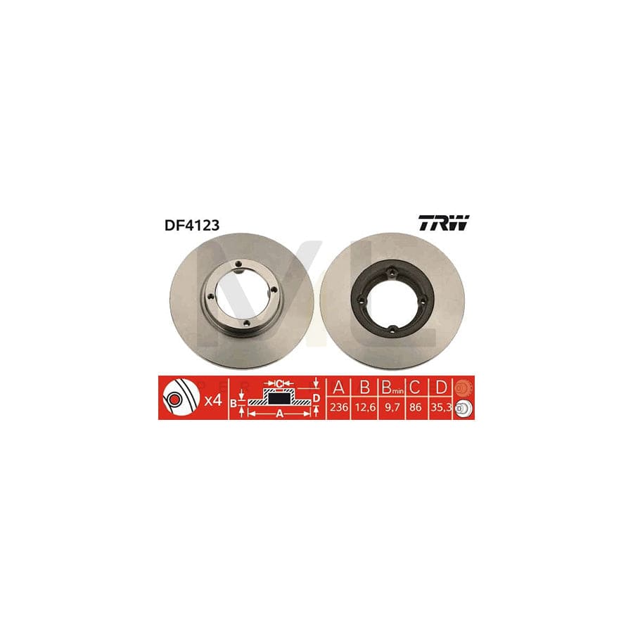 TRW DF4123 Brake Disc Solid, Painted | ML Performance Car Parts