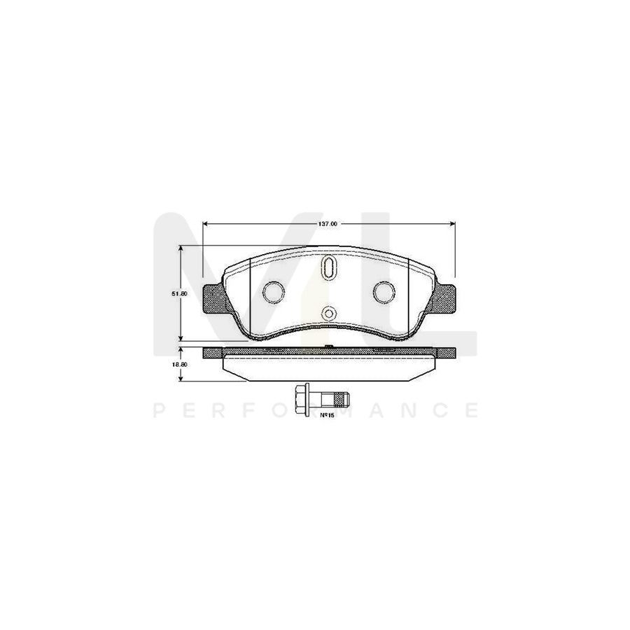 Bosch 0986Tb2407 Brake Pad Set Excl. Wear Warning Contact, With Bolts, With Accessories  | ML Performance Car Parts