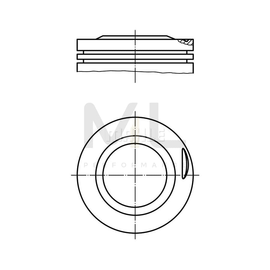 MAHLE ORIGINAL 009 12 00 Piston 82,6 mm, with piston rings, with piston ring carrier, without cooling duct | ML Performance Car Parts