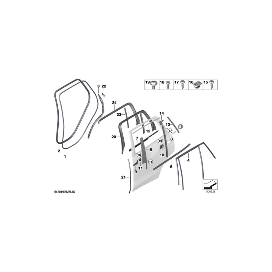 Genuine BMW 51357431135 G07 Window Guide, Left Rear Door (Inc. X7 50iX, X7 40iX & X7 M50dX) | ML Performance UK Car Parts