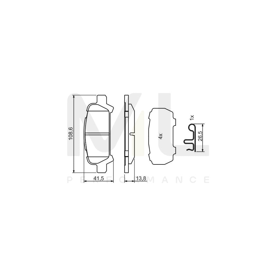 Bosch 0986494445 Brake Pad Set For Subaru Forester Ii (Sg) With Acoustic Wear Warning, With Anti-Squeak Plate BP1367 | ML Performance Car Parts