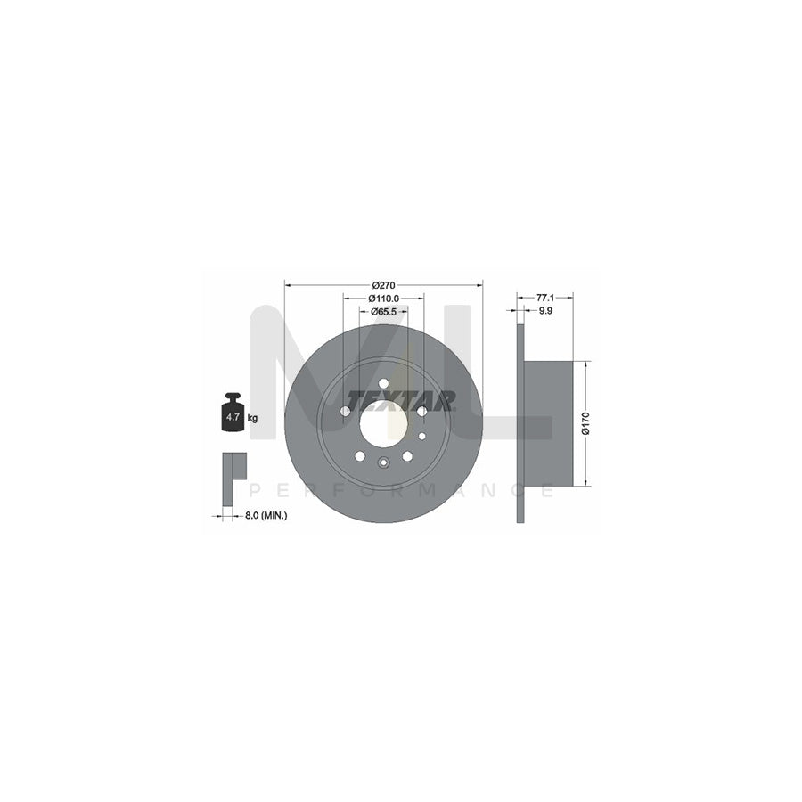 TEXTAR 92066300 Brake Disc Solid, without wheel hub, without wheel studs | ML Performance Car Parts