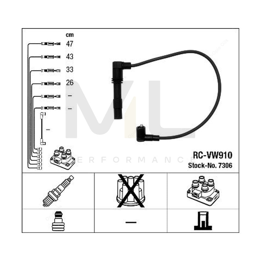 NGK Ignition Cable Kit RC-VW910 (NGK7306) | ML Car Parts UK | ML Performance