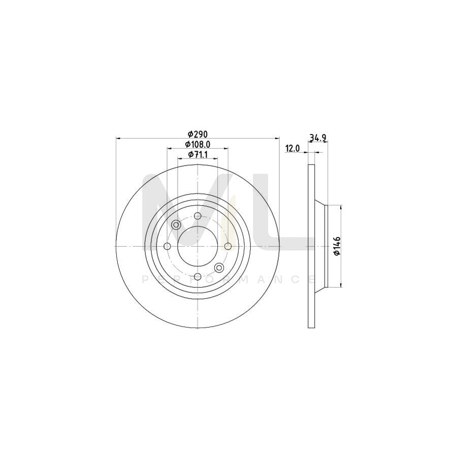 HELLA PRO 8DD 355 117-291 Brake Disc Solid, Coated, without wheel hub, without wheel studs | ML Performance Car Parts