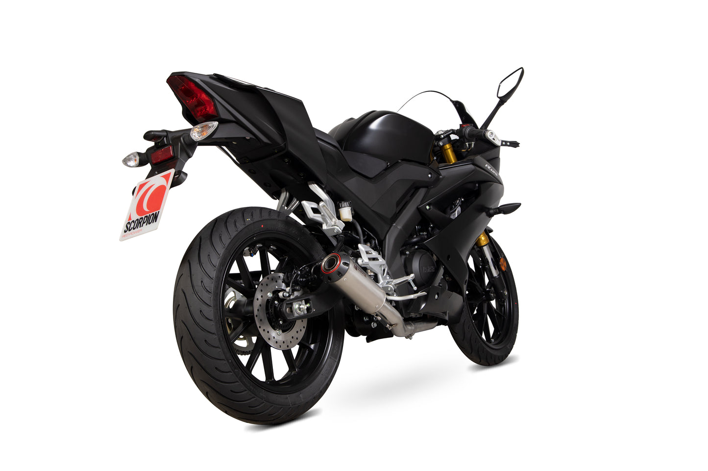 Scorpion PYA113SYSTEO Yamaha YZF-R125 Red Power Full System - Titanium Sleeve | ML Performance UK UK