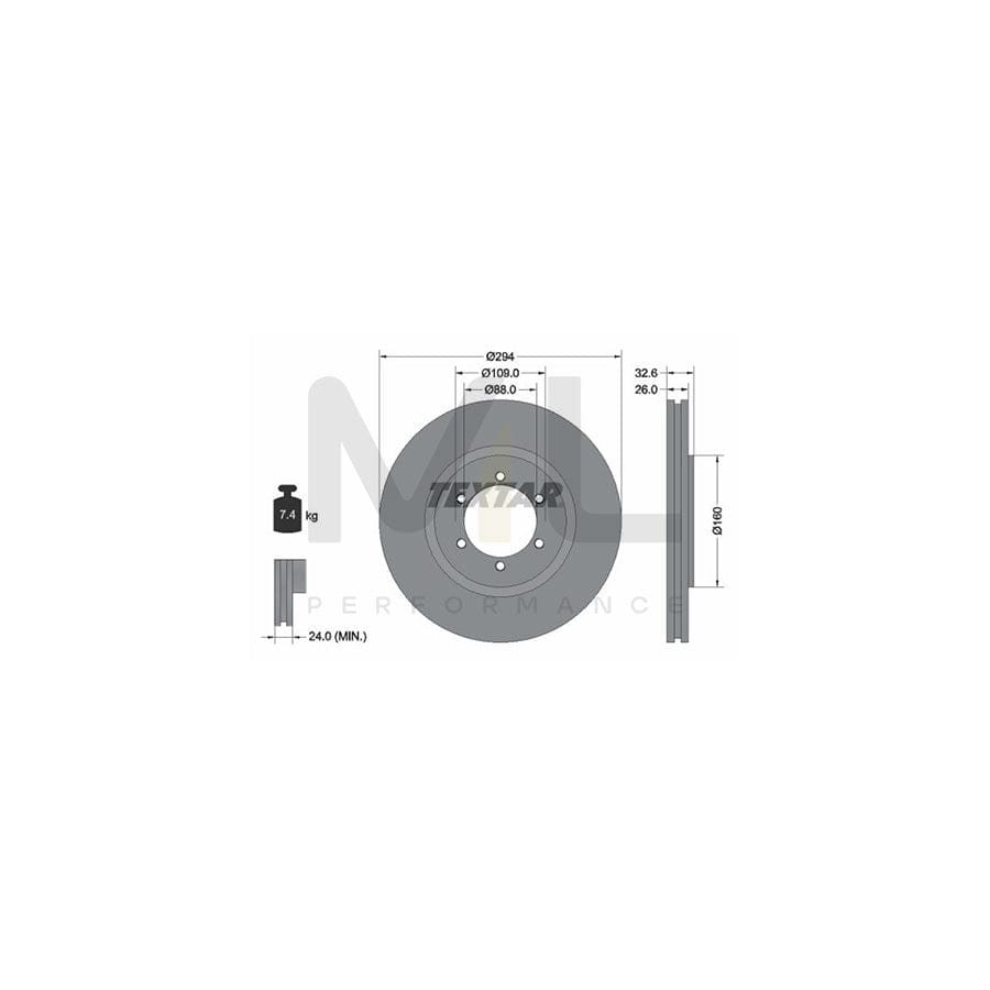 TEXTAR 92162600 Brake Disc Internally Vented, without wheel hub, without wheel studs | ML Performance Car Parts