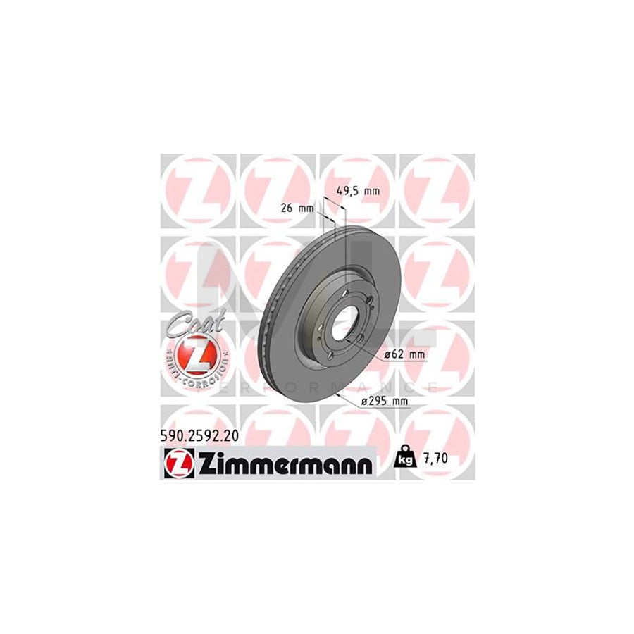 ZIMMERMANN COAT Z 590.2592.20 Brake Disc Internally Vented, Coated, High-carbon | ML Performance Car Parts