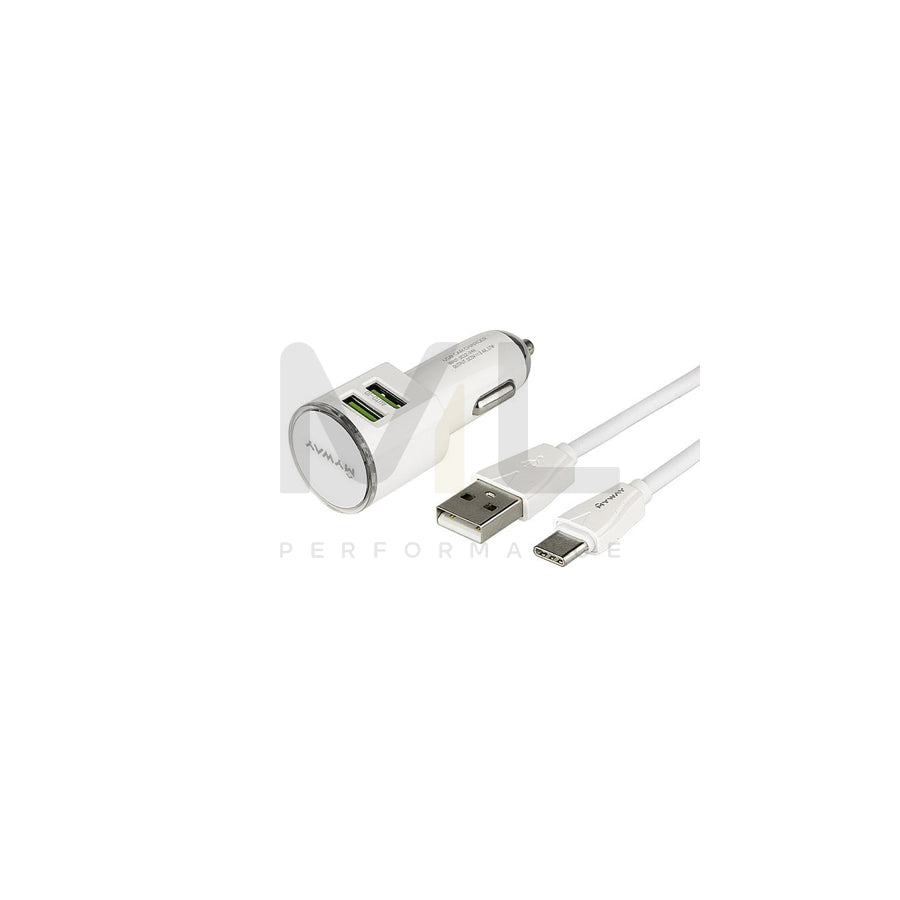 CARMOTION 63005 In-car charger 1m, Number of inlets/outlets: 2, with USB cable, USB type-C, White | ML Performance Car Parts