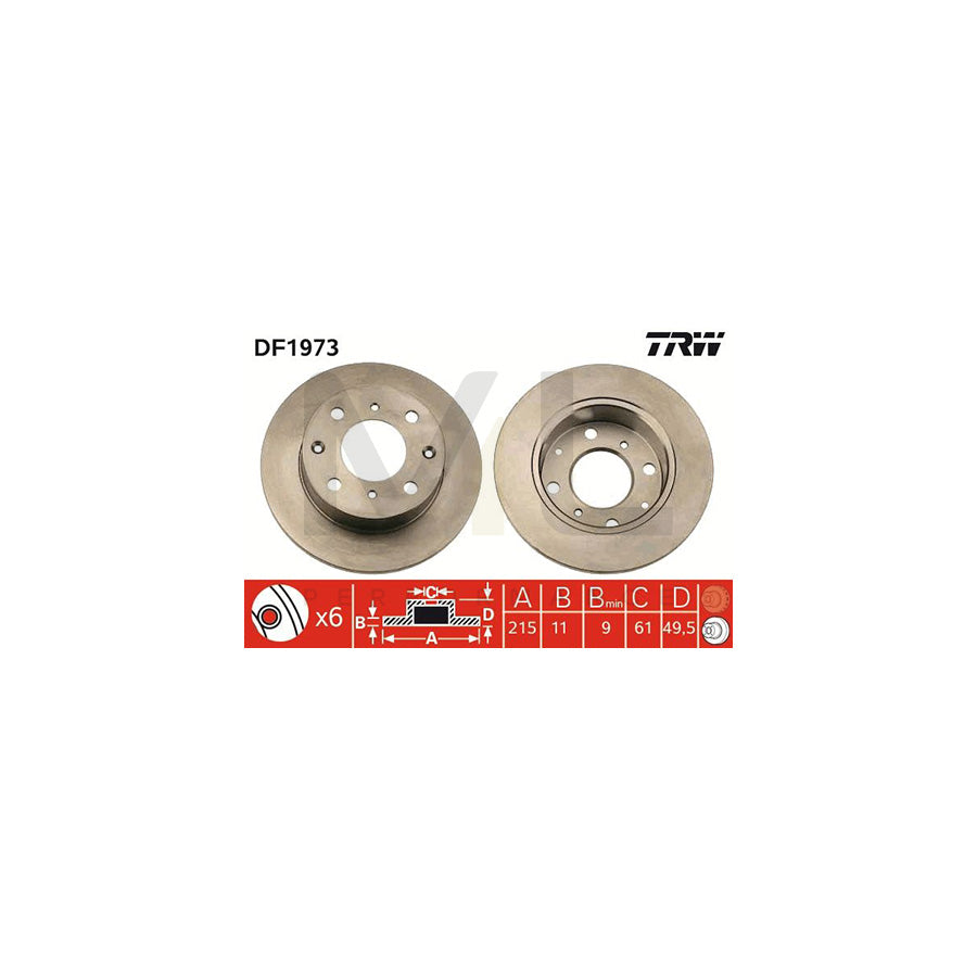 TRW DF1973 Brake Disc Solid | ML Performance Car Parts