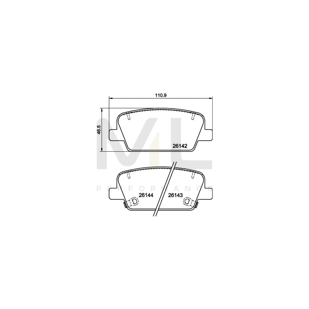 Hella 8DB 355 040-081 Brake Pad Set For Hyundai Santa Fe Incl. Wear Warning Contact, With Accessories | ML Performance Car Parts