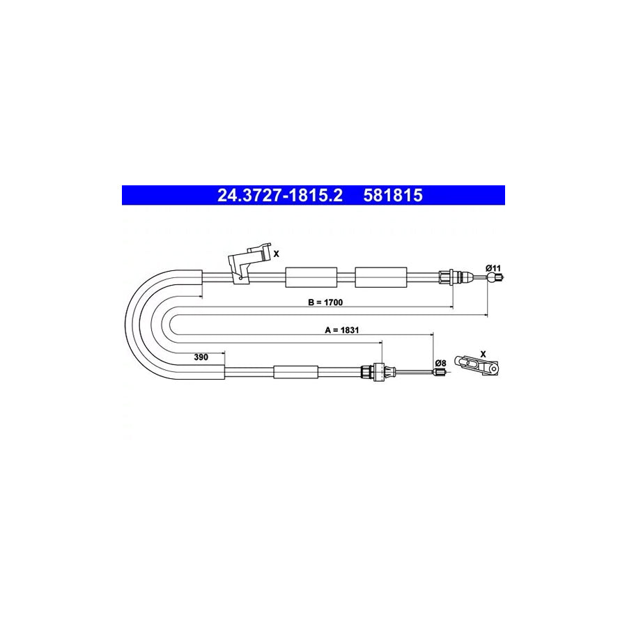 ATE 24.3727-1815.2 Hand Brake Cable For Mazda 3