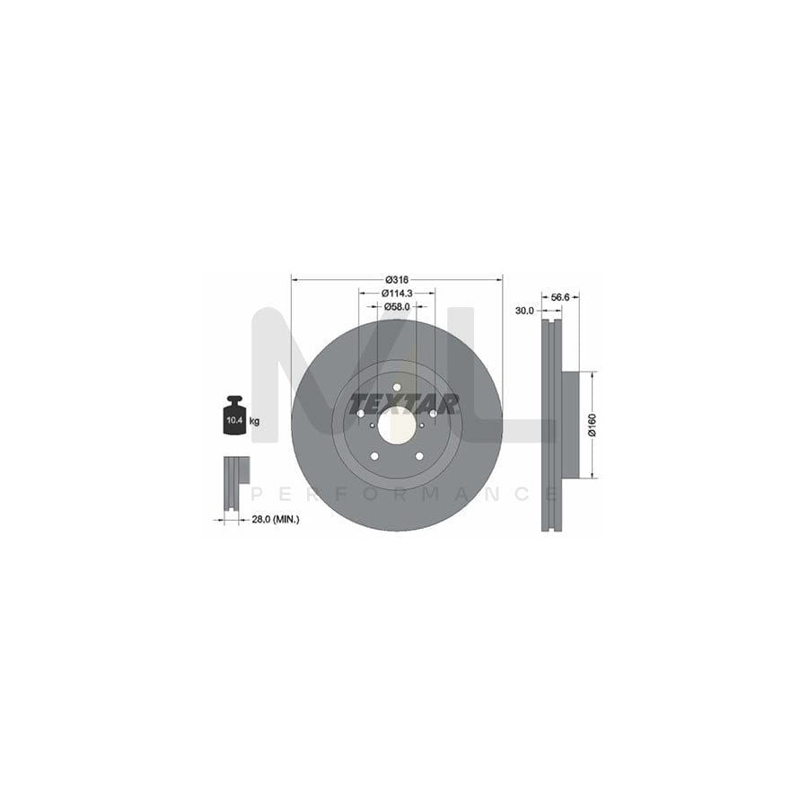 TEXTAR PRO 92199203 Brake Disc Internally Vented, Coated, without wheel hub, without wheel studs | ML Performance Car Parts