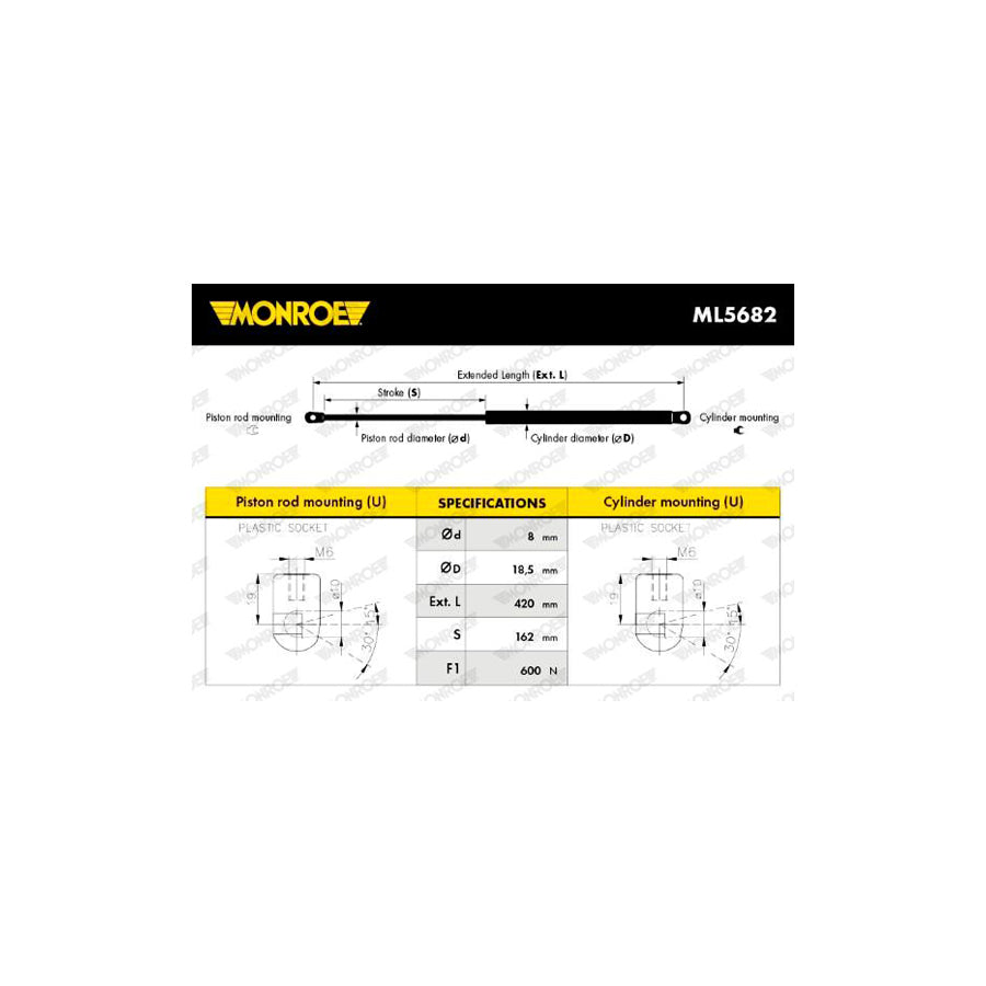 Monroe ML5682 Tailgate Strut For Skoda Roomster (5J)