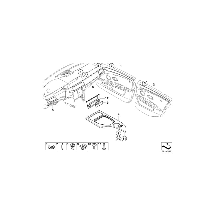 Genuine BMW 51169165251 E60 E61 Decor Panel With Oddments Tray SCHWARZ (Inc. 525xi, 525i & 523i) | ML Performance UK Car Parts