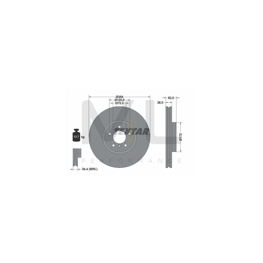 TEXTAR 92146200 Brake Disc for BMW X5 (E53) Internally Vented, without wheel hub, without wheel studs | ML Performance Car Parts