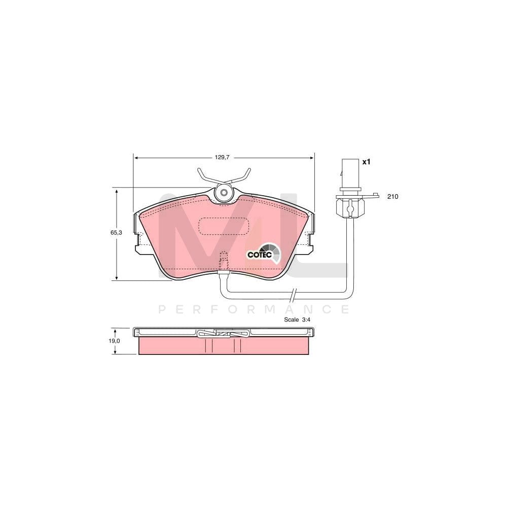 TRW Cotec Gdb1367 Brake Pad Set Incl. Wear Warning Contact | ML Performance Car Parts