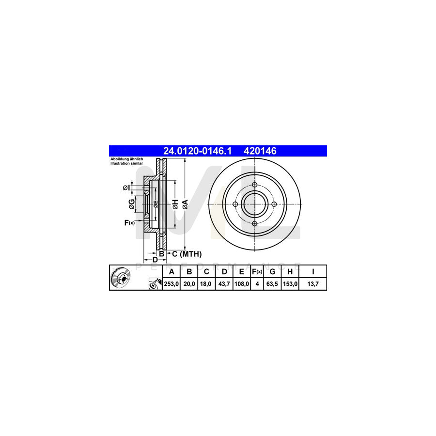 ATE 24.0120-0146.1 Brake Disc Vented, Coated | ML Performance Car Parts