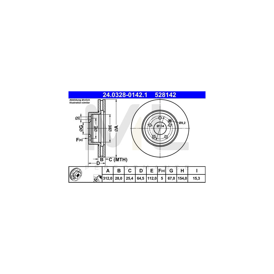 ATE PowerDisc 24.0328-0142.1 Brake Disc Vented, Coated, Alloyed / High-carbon | ML Performance Car Parts