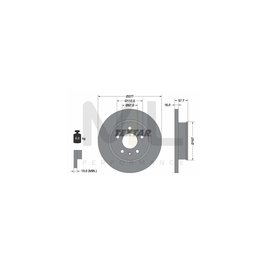 TEXTAR 92067800 Brake Disc for Solid, without wheel hub, without wheel studs | ML Performance Car Parts