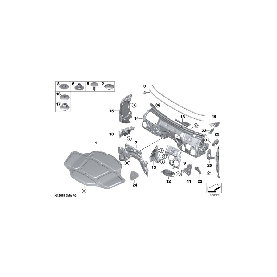 Genuine BMW 51487330747 G11 G30 G12 Sound Insulat.Dash Panel Engine Room Ce. RHD (Inc. 530i, 530e & 530dX) | ML Performance UK