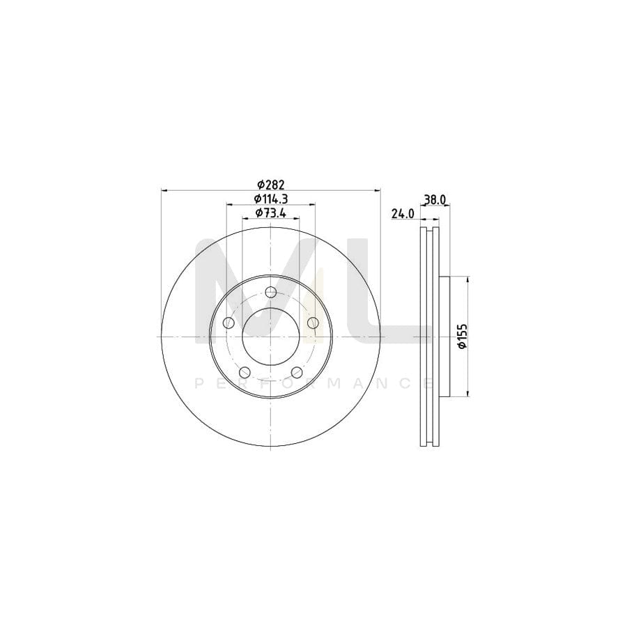 HELLA 8DD 355 113-381 Brake Disc Internally Vented, without wheel hub, without wheel studs | ML Performance Car Parts