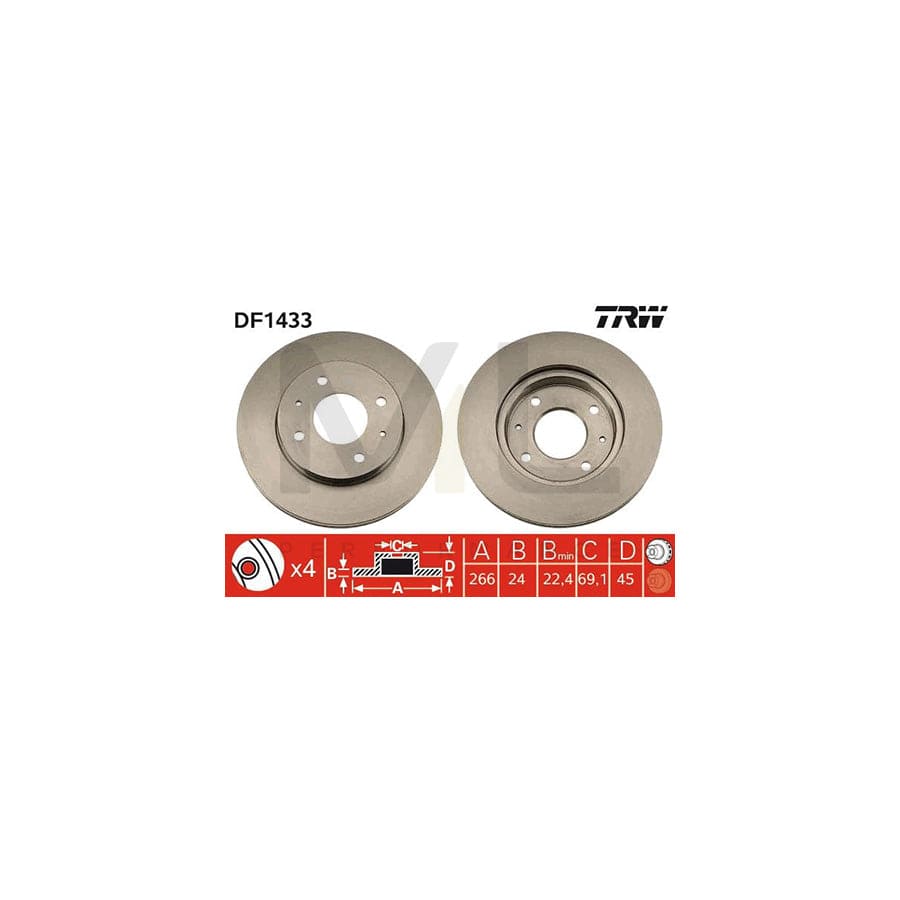 TRW DF1433 Brake Disc Vented | ML Performance Car Parts