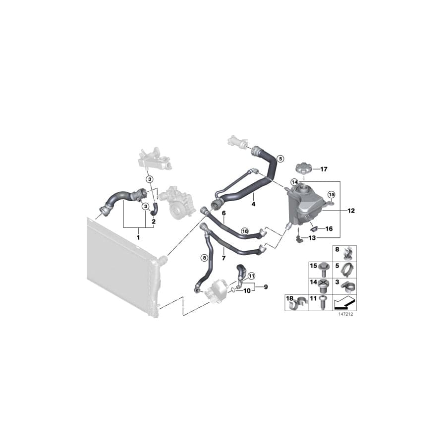 Genuine BMW 17127788881 E87 Hose, Cylinder Head - Radiator - Upper - Expansion tank (Inc. 118d & 120d) | ML Performance UK Car Parts