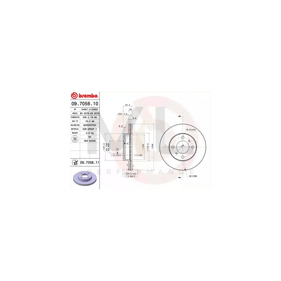 BREMBO COATED DISC LINE 09.7056.11 Brake Disc Internally Vented, Coated | ML Performance Car Parts