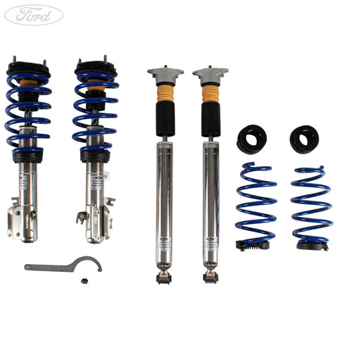 GENUINE FORD 2317814 FIESTA ST COILOVER SUSPENSION KIT STAINLESS STEEL WITH POWDER COATED SPRINGS IN FORD PERFORMANCE BLUE 2017 - ONWARD | ML Performance UK