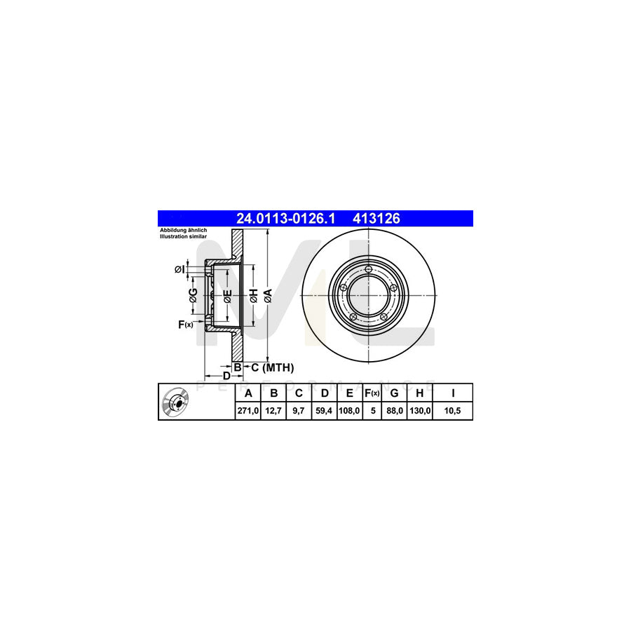 ATE 24.0113-0126.1 Brake Disc Solid | ML Performance Car Parts