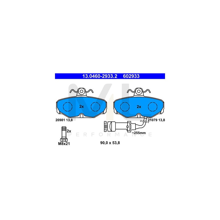 ATE 13.0460-2933.2 Brake pad set incl. wear warning contact, with brake caliper screws | ML Performance Car Parts