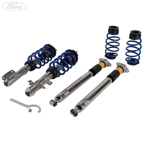 GENUINE FORD 2317814 FIESTA ST COILOVER SUSPENSION KIT STAINLESS STEEL WITH POWDER COATED SPRINGS IN FORD PERFORMANCE BLUE 2017 - ONWARD | ML Performance UK