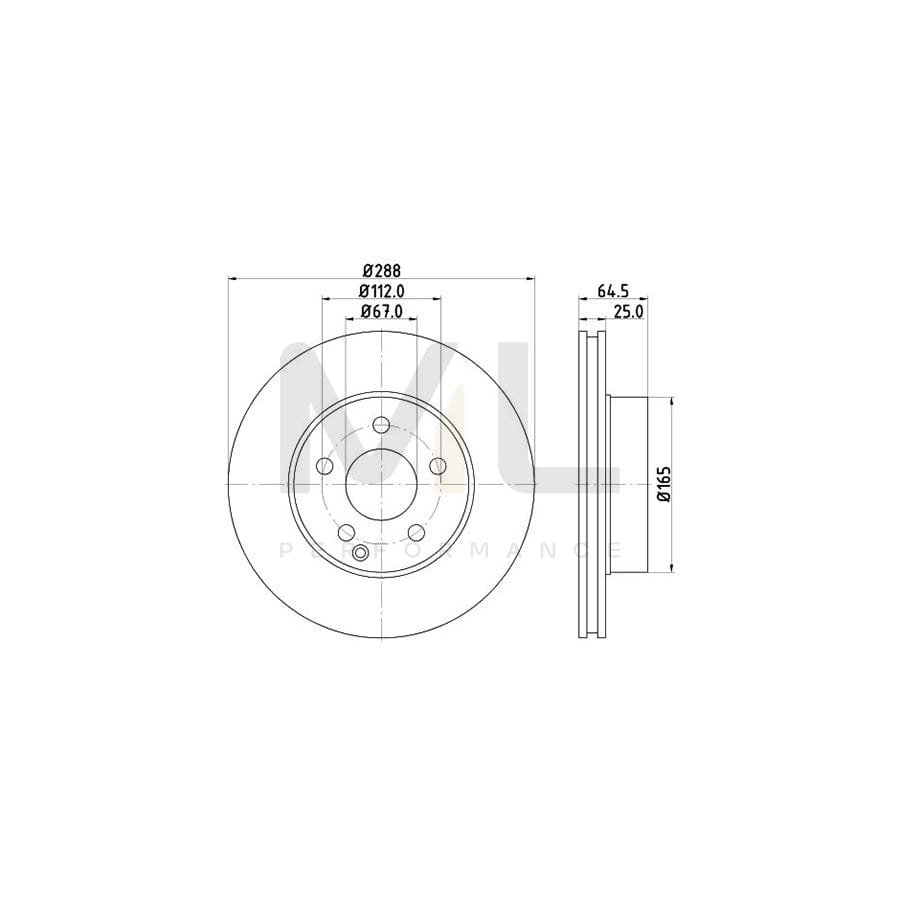 HELLA PRO 8DD 355 113-861 Brake Disc suitable for MERCEDES-BENZ C-Class Internally Vented, Coated, without wheel hub, without wheel studs | ML Performance Car Parts