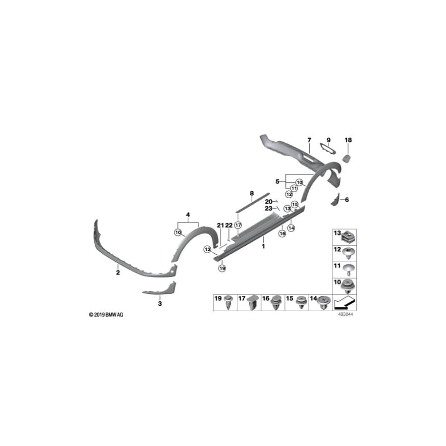 Genuine BMW Mini 51127302548 F56 Black Band, Lower Rear BASIS (Inc. Cooper, One First & One D) | ML Performance UK Car Parts